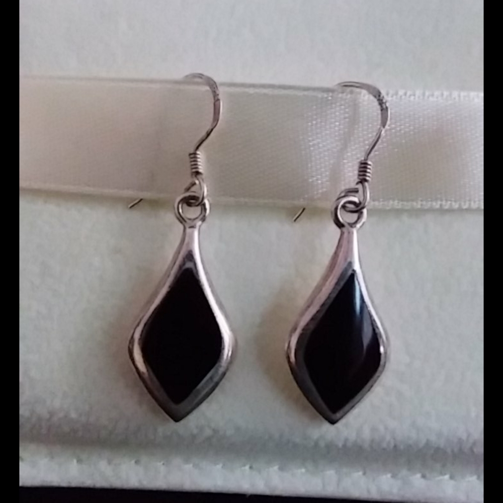 925 Sterling Silver Onyx Earrings